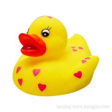 Yellow Rubber Duck with Heart-shaped Spots, Perfect for Valentine Gifts